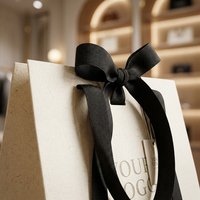 Sac cadeau en papier de luxe avec décoration en nœud, logo personnalisé, écologique, réutilisable, emballage de boutique haut de gamme avec poignée en ruban de satin