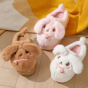 Sevimli kadınlar hayvan terlikleri kabarık sıcak peluş ev ayakkabıları yenilik yumuşak karikatür tavşan ev terlikleri - Product Image 4