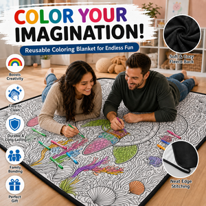 Couverture à colorier personnalisée Soleil et Lune, en flanelle douce, à faire soi-même, pour lit, canapé, voyage, avec marqueurs inclus - Product Image 2