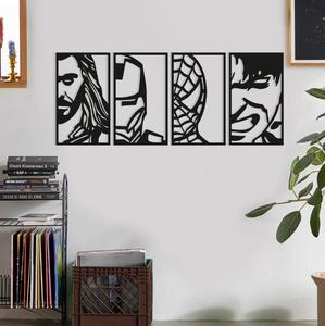 Avengers Face ritratti Set Geometric Framed supereroi Wall Decor Spiderman <span class=keywords><strong>Thor</strong></span> Hulk Ironman Wall Hanging Wall Arts - Product Image 1