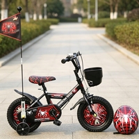 Vélo pour enfants de 12, 14 et 16 pouces, avec un superbe ensemble graphique Spider Hero, drapeau et casque assortis, vélo cool pour garçons