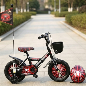 Vélo pour enfants de <span class=keywords><strong>12</strong></span>, 14 et 16 pouces, avec un superbe ensemble graphique Spider Hero, drapeau et casque assortis, vélo cool pour garçons - Product Image 1