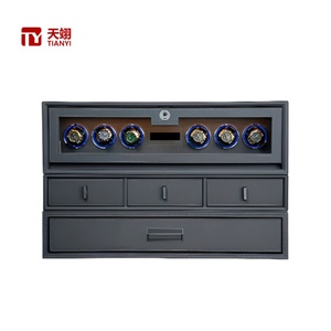 TIANYI Smart Fingerprint <b>Drawer</b> Box with <b>6</b> Slots Wardrobe Leather Cabinet Jewelry Organizer Storage Watch Shaker Stand - Product Image 1