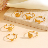 Bagues en acier inoxydable réglables coeur/coquille/nœud papillon pour femmes bagues empilables à la mode accessoires sur la main bijoux de mode