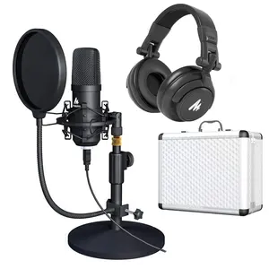 Maono microfone profissional de metal, microfone de estúdio com gravação de voz, condensador usb, para pc, gravação de podcast