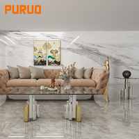 PURUO nouvelle table d'appoint de luxe moderne en acier inoxydable et verre doré pour salon
