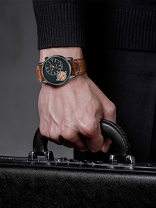 Coffret Montre d'Affaires TOMI pour <span class=keywords><strong>Homme</strong></span>, Cadran <span class=keywords><strong>à</strong></span> Bracelet en <span class=keywords><strong>Cuir</strong></span>, Boîtier en Alliage 42mm, Verre Minéral, Mouvement Hangzhou, Largeur du Bracelet 22mm, Aiguilles - Product Image 5