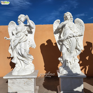 Escultura de Ángel Alado de Mármol Blanco Estilo Europeo, Estatua de Ángel Tallada a Mano para Jardín, Parque, Villa, Diseño Personalizado - Product Image 2