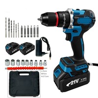 Perceuse à percussion sans fil au lithium sans balais 21V, haute puissance, double vitesse, pour perçage du métal, outil électrique, batterie 2.0AH, couple de 60Nm