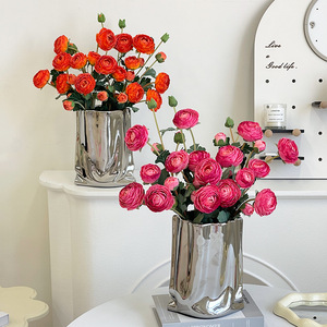 Fleurs de pivoine artificielles, 3 tiges nouées, 9 têtes, en soie, haute simulation, décoration intérieure, accessoires de mariage, style moderne - Product Image 1