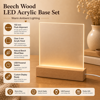 Base lumineuse LED en bois minimaliste moderne avec options de personnalisation, alimentée par USB, éclairage d'ambiance personnalisé pour hôtel, restaurant ou usage domestique
