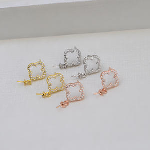 Accessoires de bijoux en argent S925 pour la création de bijoux en perles, boucles d'oreilles pour femme, petit pendentif vide en forme de feuille, crochet de tête vide, support pour Tide 1350 - Product Image 4