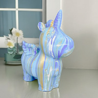 Ours fluide peint licorne tirelire blanche en résine pour le bricolage, jouet graffiti pour les activités familiales des enfants, décoration d'intérieur
