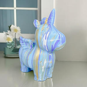 Ours fluide peint <span class=keywords><strong>licorne</strong></span> <span class=keywords><strong>tirelire</strong></span> blanche en résine pour le bricolage, jouet graffiti pour les activités familiales des enfants, décoration d'intérieur - Product Image 3