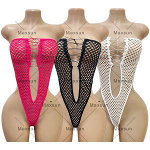 Maxsun Striptizci Kıyafetleri Dans Giysileri Egzotik Taytlar Çekici Oyuklu Fileli Askılı Çoraplar Kulüp Egzotik Baskılı Dans Giysileri MS144 - Product Image 5