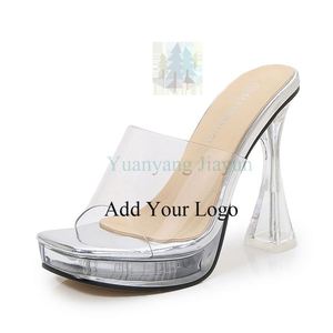 Chanclas de cristal con pantuflas para <span class=keywords><strong>mujer</strong></span> con cinta transparente con estampado de leopardo Hate Sky High - Product Image 3