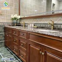 Ensemble de meubles de salle de bain en bois massif moderne OEM, table en cuivre, bureau, armoire, panneau, miroir, lavabo, robinet, eau, bar à domicile, hôpital