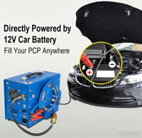 Pompe PCP 12V 110V 220V Arrêt automatique 4500psi 30mpa 300bar 350w Pompe PCP avec adaptateur secteur intégré Compresseur d'air PCP pour paintball