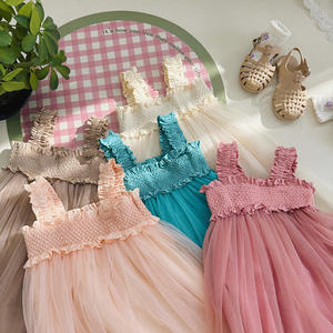 Vestido de niña con encaje floral y lazo, estilo veraniego, falda con tirantes, vestido de princesa para niñas, ideal para dropshipping. - Product Image 2