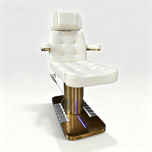 Fauteuil de beauté électrique à 3 moteurs, lit facial inclinable blanc et or, fauteuil de traitement esthétique de luxe, fauteuil de spa, de tatouage et de podologie - Product Image 6