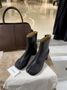 <span class=keywords><strong>Bottines</strong></span> <span class=keywords><strong>Chelsea</strong></span> à bout fendu style coréen avec doublure en peau de mouton, design sabot de cochon, <span class=keywords><strong>talon</strong></span> haut amincissant pour <span class=keywords><strong>femme</strong></span>, courtes et pliables en caoutchouc - Product Image 6
