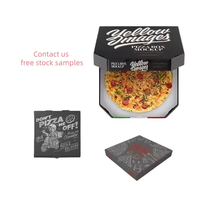 Personalizar rectángulo todos los tamaños corrugado patatas fritas hamburguesa papel Kraft mini cajas de pizza caja de pizza 12 "con logotipo de grado alimenticio