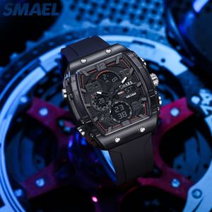 Reloj de Pulsera para Hombre SMAEL 8109 de Cuarzo, Cronógrafo Cuadrado Resistente al Agua, Correa de PU, Reloj Deportivo Masculino con Fecha Automática, Relogio Masculino - Product Image 5