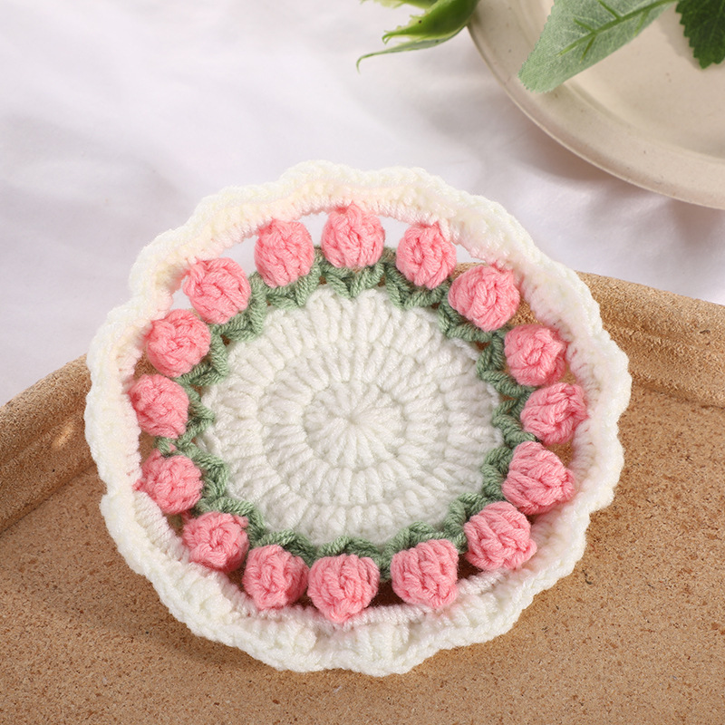 ハンドメイド かぎ針編み チューリップ ドイリー マット 【公式