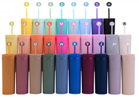Gobelet isotherme réutilisable de 16 oz en forme d'œuf, double paroi, en plastique PS, avec paille, qualité alimentaire, durable, pour la rentrée scolaire, vente en gros