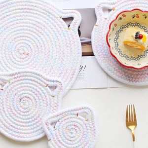 Lot de dessous-de-plat et sets de table en corde de coton tressée, résistants à la chaleur, durables et réutilisables, pour cuisine et salle à manger, vente en gros - Product Image 6