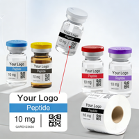 Étiquettes personnalisées pour petites bouteilles de 10 ml, 5 ml, 3 ml, étiquettes d'emballage pour poudre de peptides à double couche