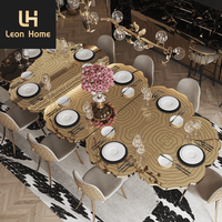 Mobilier de maison sur mesure table de banquet au design unique grande table à manger de luxe moderne italienne en acier inoxydable à la feuille d'argent