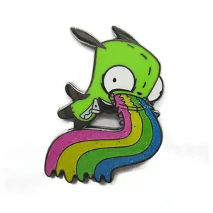 small MOQ Metal Cartoon glitter soft Enamel animal Pin badge