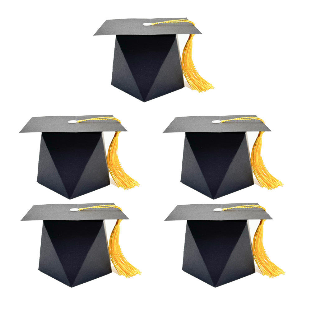 2025 New Black Graduation Cap Paper Box Bachelor Doctoral Hat