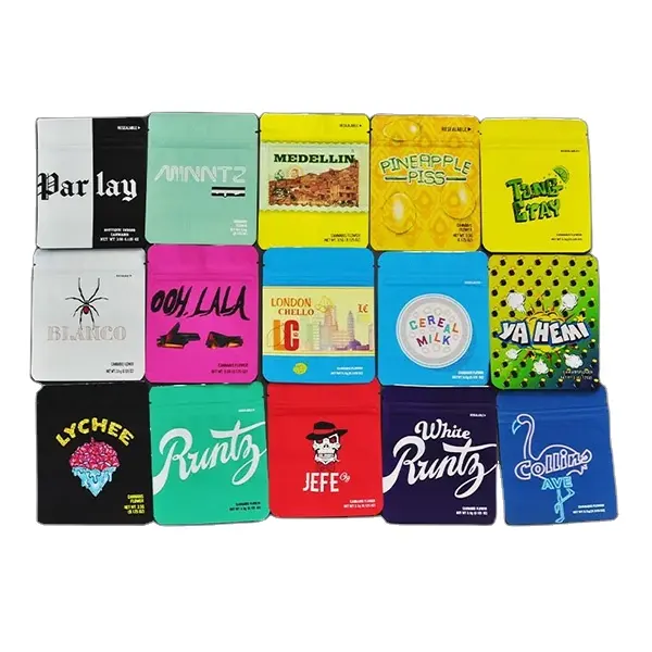 Custom Printed 3.5g Stand Up Pouch Bag Aluminized Foil Smell Proof Plastic Packaging Mylar ZipLock Cookie Bags