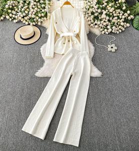 Costume de mode Actrices avec des bretelles élégantes Veste de costume tricotée Pantalon taille haute Ensemble <span class=keywords><strong>2</strong></span> pièces - Product Image 6