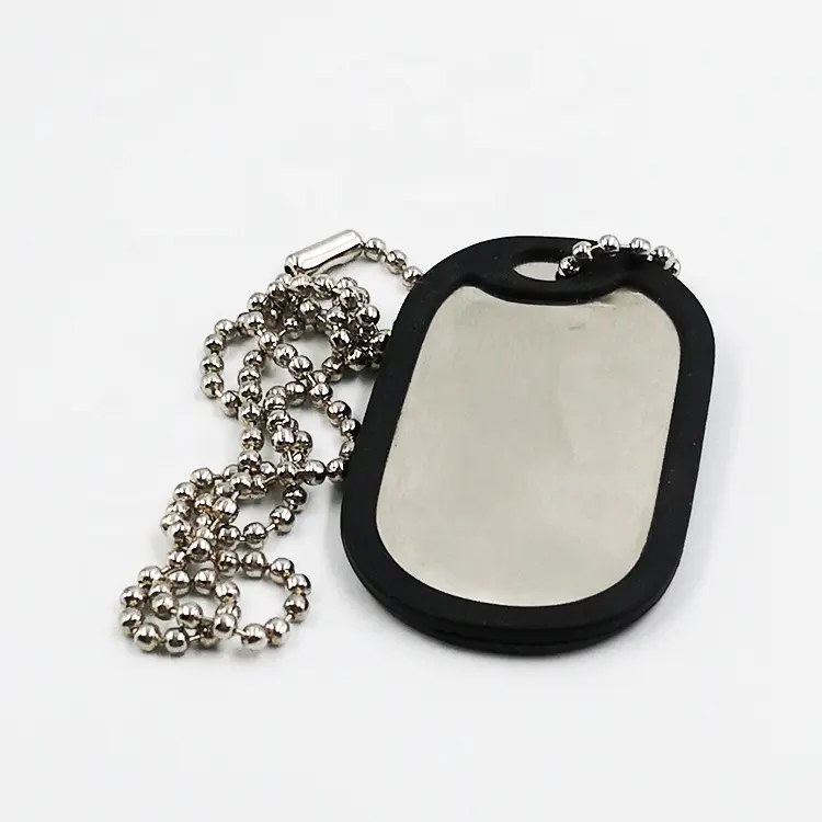 Wholesale custom dog tag blank metal dog tag with rubber frame