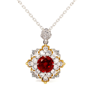 Hiện đại thời trang 925 Bạc Vòng cổ với cao cấp Vòng Ruby Mặt dây chuyền trồng trọt và phong cách màu đá quý thiết kế - Product Image 1