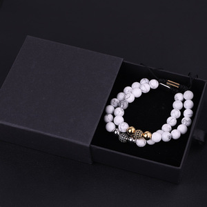 Pulsera de macramé para hombre y mujer, diseño de piedras preciosas, cuentas de howlita, logotipo personalizado, Bola de CZ - Product Image 5