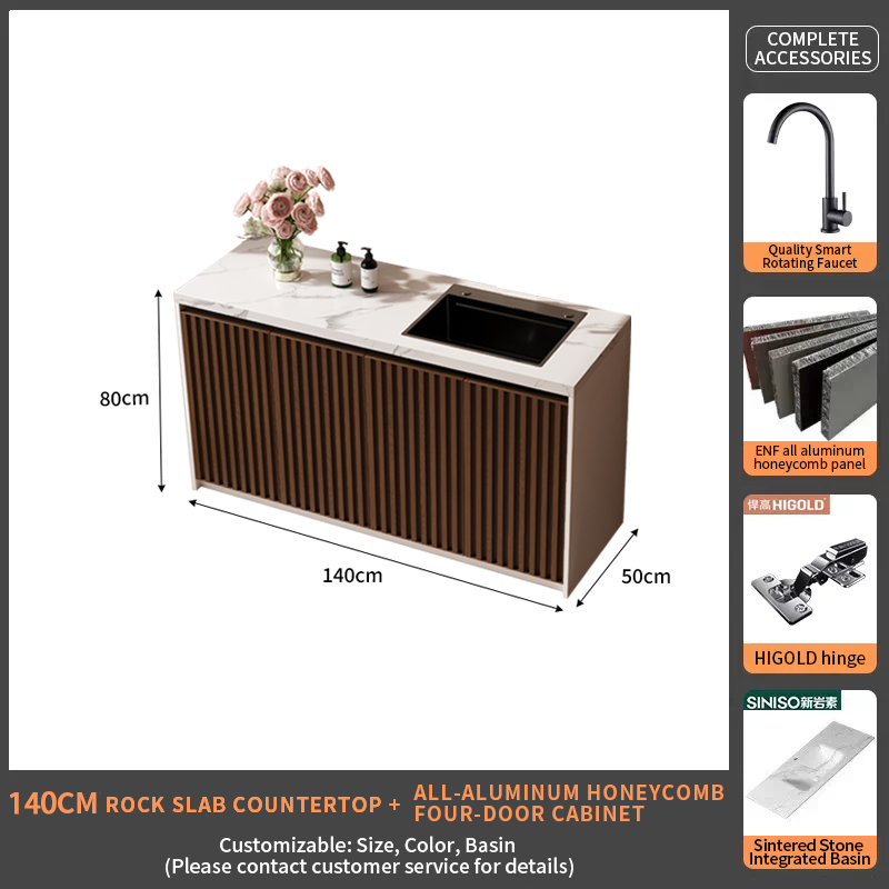 140Rock Slab Countertop + Four Door Cabinet