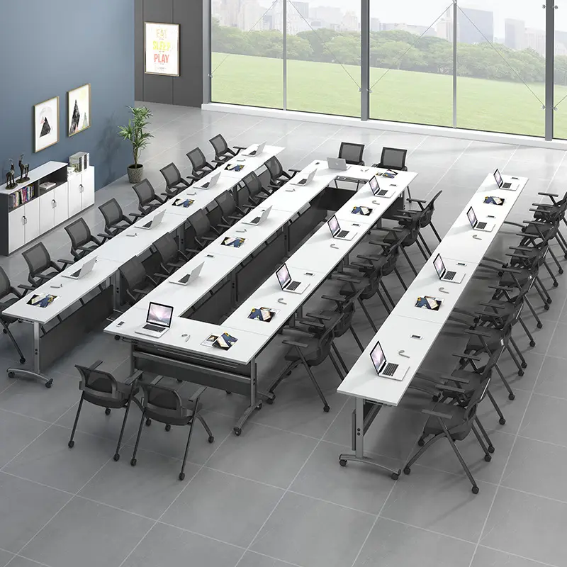 आधुनिक प्रशिक्षण बैठक कक्ष सम्मेलन स्कूल तह टेबल दराज के साथ foldable कार्यकारी कंप्यूटर कार्यालय डेस्क