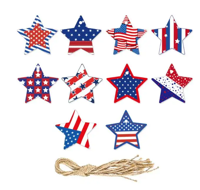 Grenzübergreifende explosionsware amerikanischer Unabhängigkeitstag Feiertag Dekoration USA Party Geschenk Dekoration Pentagramm aufhängbares Etikett