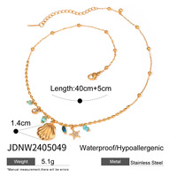 Collier superposable en acier inoxydable plaqué or PVD 18 carats avec pendentifs perle, coquillage et étoile, étanche, bijoux océaniques pour femme
