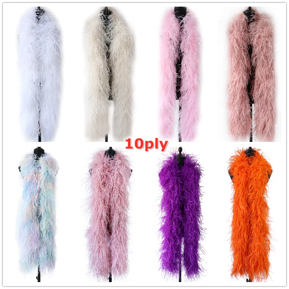 Plumas de avestruz naturales de 2 metros, Boas en cinta teñida, Fular de plumas de alta calidad, chal de carnaval, decoración de ropa para manualidades