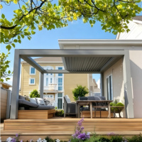 Pergola Bioclimatique Modulaire 4x4 5x5 4x6 6x6 Mètres, Toit Télescopique Multi-Tailles Forme Personnalisée, Gazebo Pliant Robuste