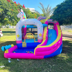 Castillo inflable comercial para niños con tobogán, diseño de unicornio, venta al por mayor. - Product Image 4