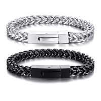 Bracelet chaîne Franco en acier inoxydable géométrique personnalisé plaqué or 18 carats vintage, bijoux gravables faits à la main Hip Hop Punk