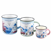 Mug souvenir en céramique personnalisé Santorin Grèce, tasse à café de voyage, mug en céramique imprimé avec un motif emblématique, avec emballage cadeau