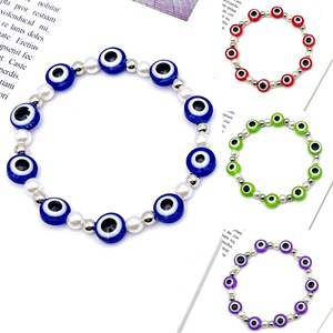 Bracelet Perle Œil Bleu, Design Œil Maléfique, Élastique, Style Ethnique Tendance, Bijou Coloré, Cadeau Unisexe, Perle d'Imitation, Origine Yiwu - Product Image 1