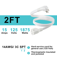 Rallonge d'alimentation Nema5-15r 10a 115v couleur blanche 90 degrés 5-15R prise 3 broches 2Ft à 25FT